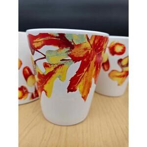 Set of 5 Royal Norfolk Coffee Mugs Gold and Orange Autumn Leaves & Acorns Design